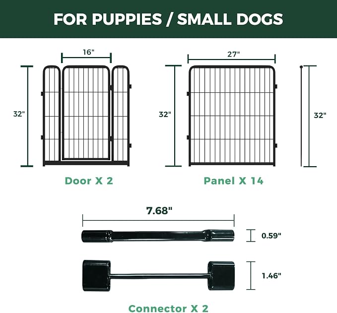 FXW Homeplus Indoor Dog Playpen with Divider Connectors, 32" H, 16 Panels | Calm Indoor Play Area, Two-Zone Layout, For Small & Medium Dogs, Patented