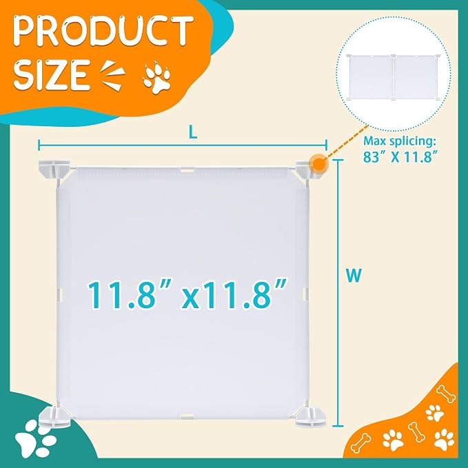 14 Pack Under Bed & Couch Blocker for Pets and Toys - 166" Length, 11.8" Height for One Side of Queen Bed | Includes Sticky Tape, Connectors & Zip Ties - White