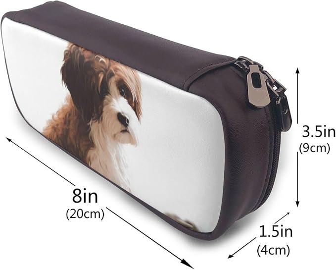 Leather Pencil Case Organizer Big Capacity Pencil Pouch Storage Bag With Compartments Cute Pencil Bag Pet Dog Pen Box Portable Cosmetic Makeup Bag Organizer