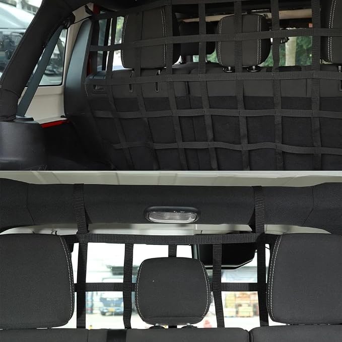 Car Nets Dog Barrier Protector Isolation Pet Net Trunk Safety Mesh For Jeep For Wrangler JK JL For Gladiator JT 2007-2023 Interior Moulding Black Cargo Net