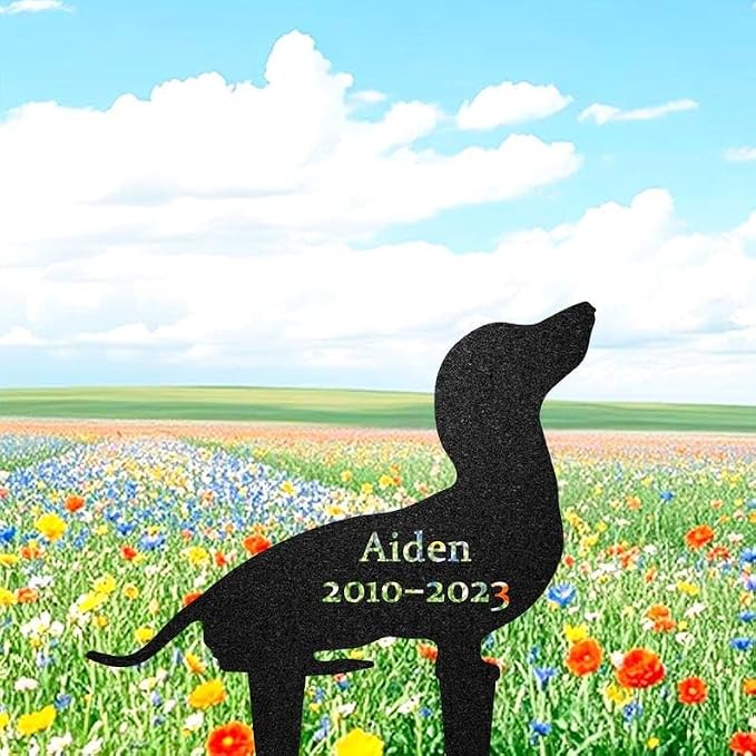Custom Dachshund Metal Grave Marker, Silhouette Lawn Ornament | Pet Memorial Gifts for Dogs, Grave Marker, Grave Decorations for Cemetery, Dog Dad Gifts, Back Yard, Garden Decor