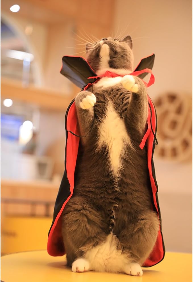 Dog Cat Vampire Cloak Costume for Small Medium Large Dogs Cats, Halloween Dog Costumes Cat Vampire Cloak