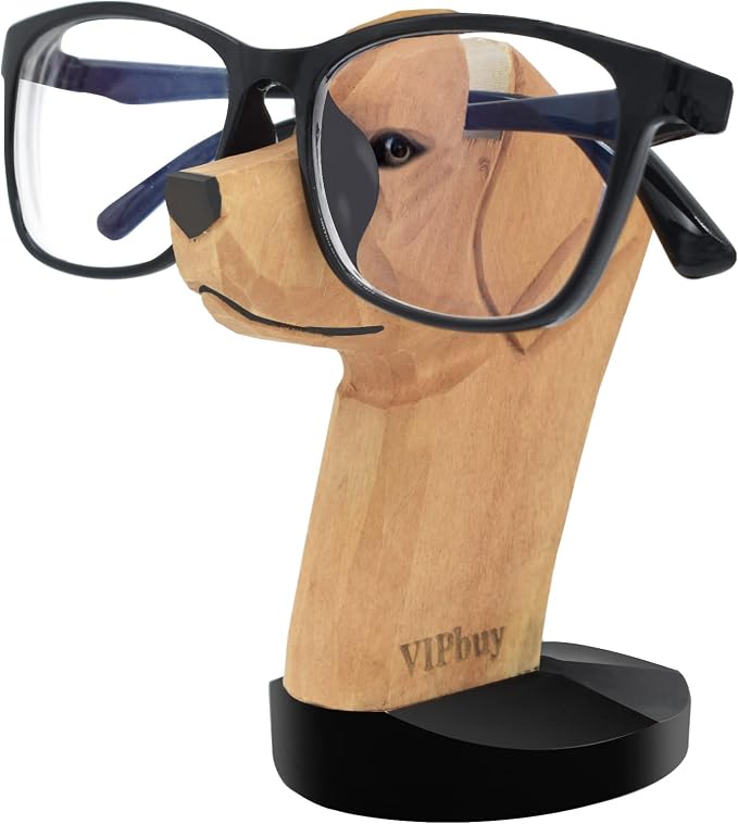 Handmade Labrador Retriever Shape Wood Carving Glasses Spectacle Holder Stand Sunglasses Display Rack Home Office Desk Décor Christmas Gift