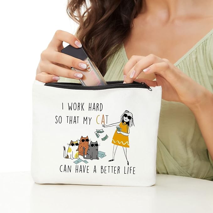 Funny Cats Makeup Bag, Cat Lover Gifts Cosmetic Bag, Cute Cat Gifts | Portable Travel Toiletry Bags, Christmas Birthday Gifts for Women Girls Sister Friends Cats Mom