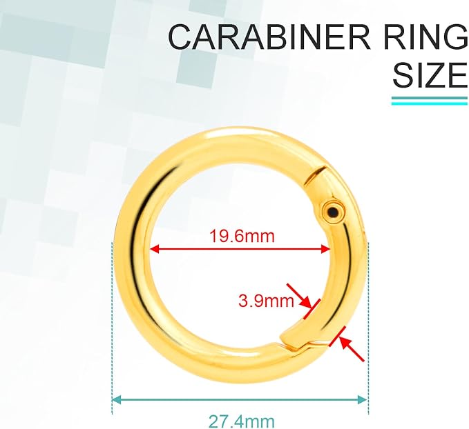 CooBigo 10 Pack 3/4 Inch Gold Round Keyring, Trigger Spring O Rings Metal Round Carabiner Clip for Replacement Purse Strap, Paracord Lanyard Clips, Keychain Rings Hardware DIY Crafts Making