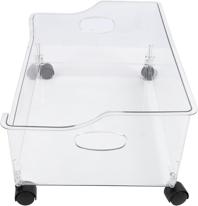 Fdit Large Transparent Storage Basket with Wheel for Books with Snacks, Under Bed Organizer for Home Vehicle, PET Material (1pcs per pack)