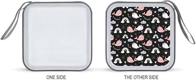 Portable 40-Capacity DVD Storage Binder Narwhals, Hard Case CD Holder with Zipper, Organizer for Music Movies Game Discs