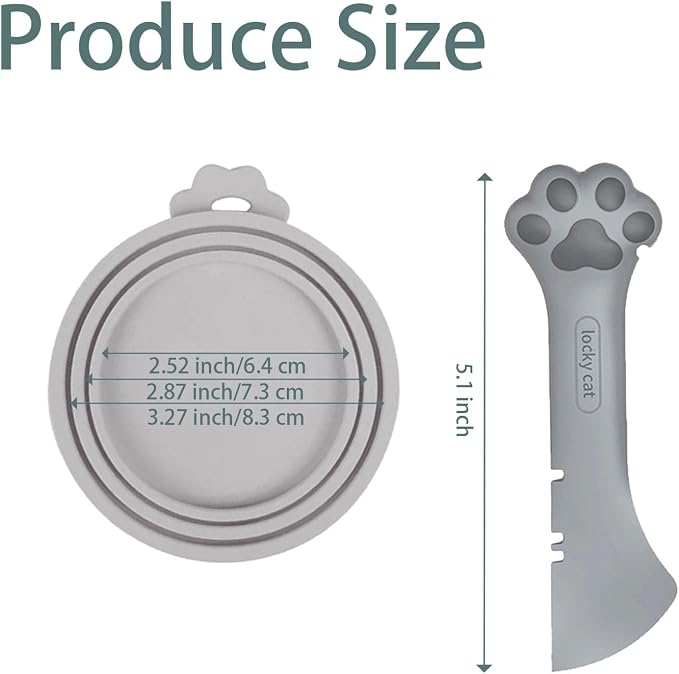 4 Pcs Pet Cans Supplies Set, Cat Food Can Lid Cover | Cute Paw Shape Opener Spatula Pet Wet Food Spoon Silicone Can Lids for Kitten Dog Cans