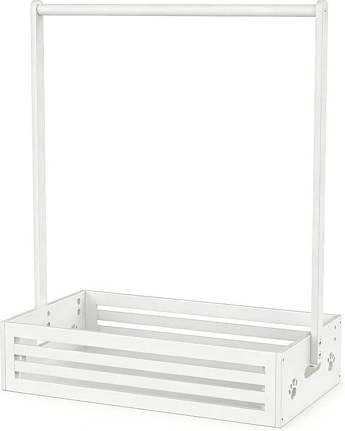 BAMBOOHOMIE Baby Clothing Rack for Toddler, Pets Clothes Rack with Storage Box & Adjustable Hanging Rod for Dogs/Cats, Baby Shower Clothes Closet Rack with Handle for Nursery Room (White, Baby)