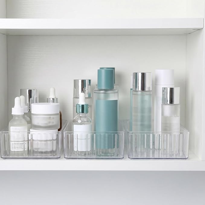 10pcs Vanity Drawer Organizer Trays with Removable Dividers and Raised Edges, Flexible Pet Storage Bins for Makeup, Skincare, Kitchen Utensils, and Bathroom Counter Organization