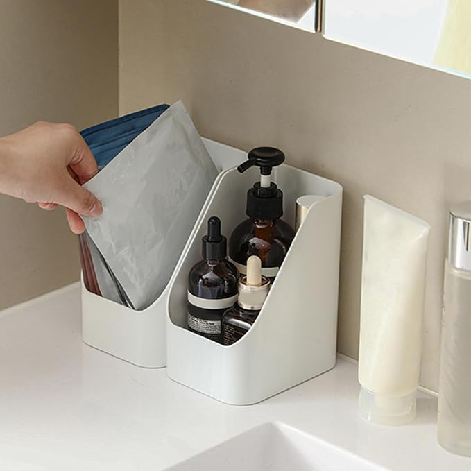Open Front Storage Box, Multifunctional Desktop Organizer for Vegetables Food Cosmetic Sundries, Compact PET Material Storage Container for Home Office Kitchen Bathroom Or