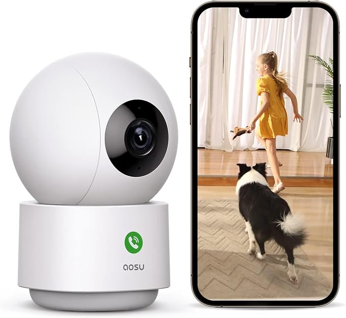aosu 2K Indoor Camera,Baby Monitor for Home Security with 2.4GHz WiFi only