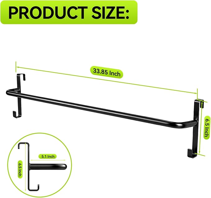 2Pcs Heavy Duty Horse Blanket Rack with Bridle Hooks | No-Drill Wall Mounted Portable Blanket Bar, Saddle Pad Rack for Horse Tack Storage, Ideal for Barn & Tack Room Use, Black