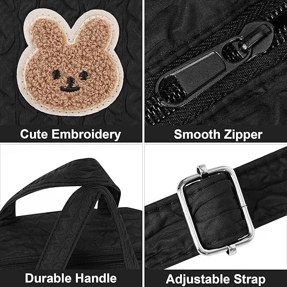 Lushandy Baby Diaper Bag Tote, Mom Bag Cute Crossbody Diaper Bags Baby Travel Bags for Girl Pañaleras Para Bebe (Black, Large)