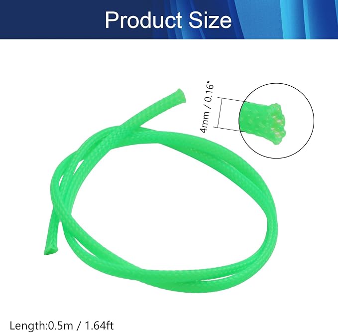 Jutagoss PET Expandable Braided Cable Sleeve, 1.64ft - 3/16 inch Fluorescent Green Cable Management Sleeve, Wire Loom Tube Cord Protector for USB Cable, Power Cord, Audio Video and More, 1Pc