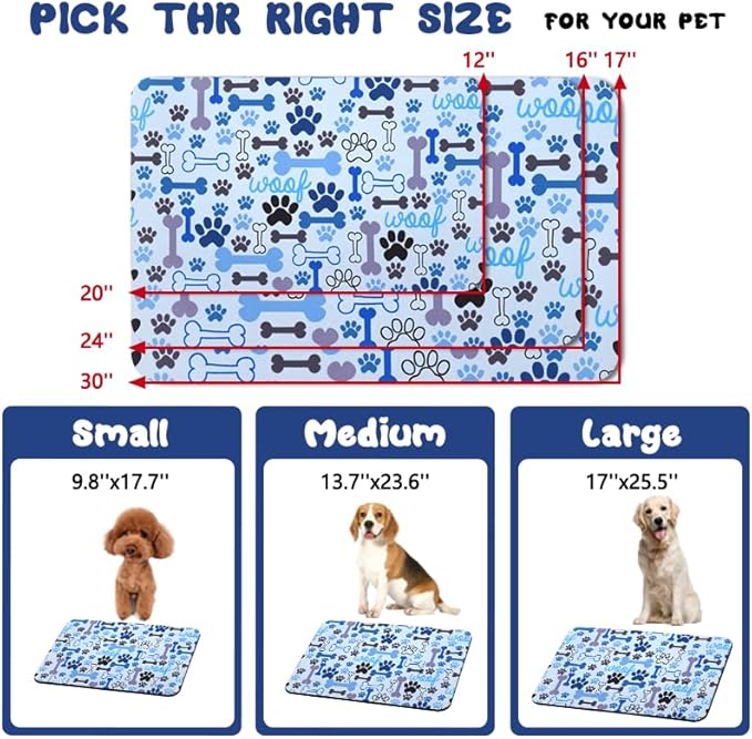Dog Food Mats for Floors Waterproof, Pet Water Bowl Mats Pet Feeding Absorbent Placemats Blue 12 * 20 inch