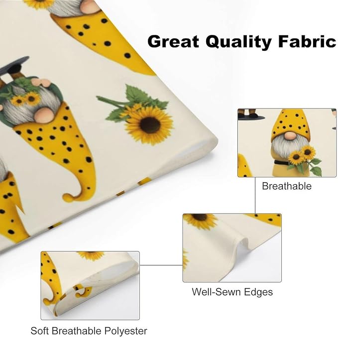 Washable Portable Bib with Adjustable Design for Pet Camping, Hiking, Running, Walking, Outdoor Activities Use (Gnomes Bees and Sunflowers)