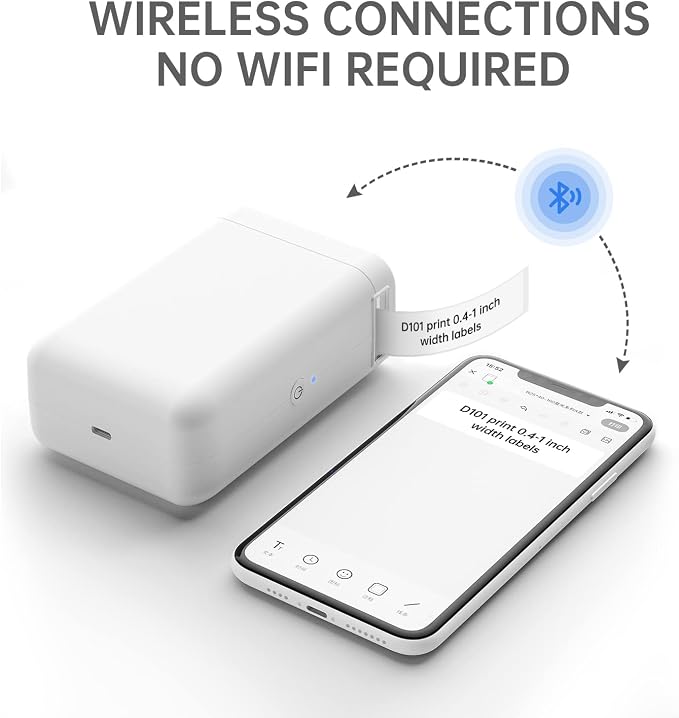 NIIMBOT D101 Label Maker with Tape for Office Home School Organization | Portable Wireless Connection with Multiple Templates, Available for Phone, Easy to Use, USB Rechargeable