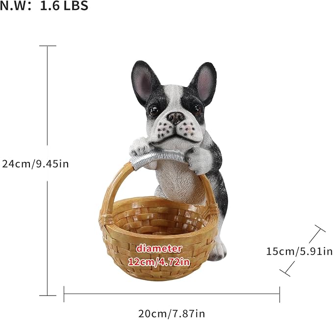 French Bulldog Statue Key Holder Bowl - Decorative Catchall Tray Organizer - Aesthetic Animal Trinket Dish & Puppy Lover Gifts