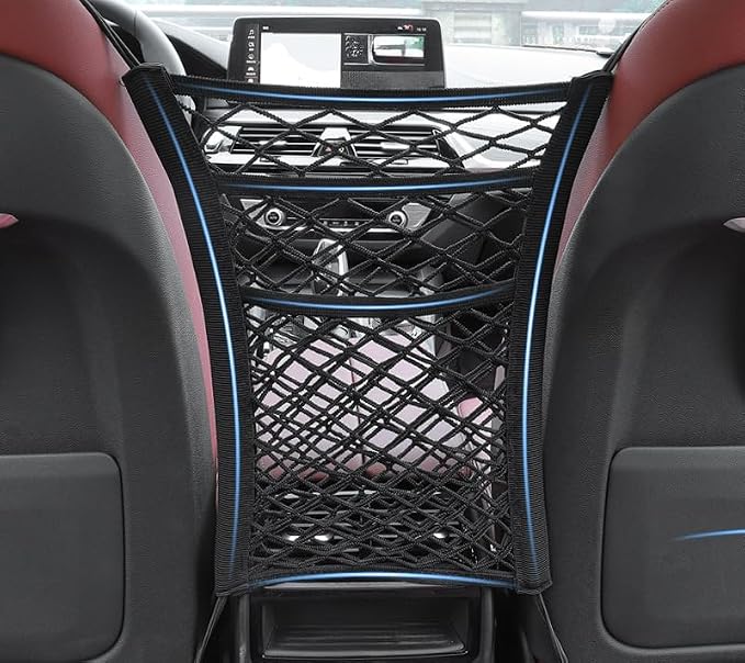 OUTMX Dog Car Net Barrier for Chevrolet Traverse Limited 2024, Pet Barrier with Car Mesh Organizer for Dog & Child Safety Divider with Storage Pouch
