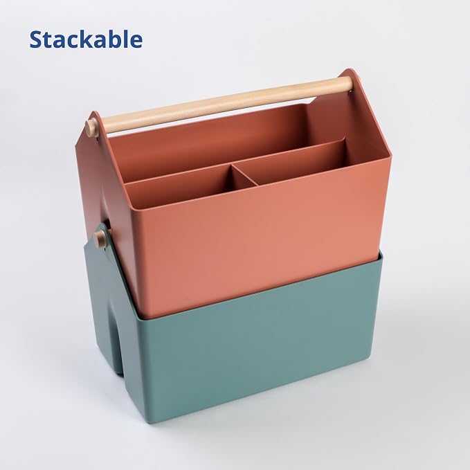 BLUE GINKGO Storage Basket, Medium 4.5L, Green, Made in Korea | Portable. Divided Storage Bin. Everyday Organization.
