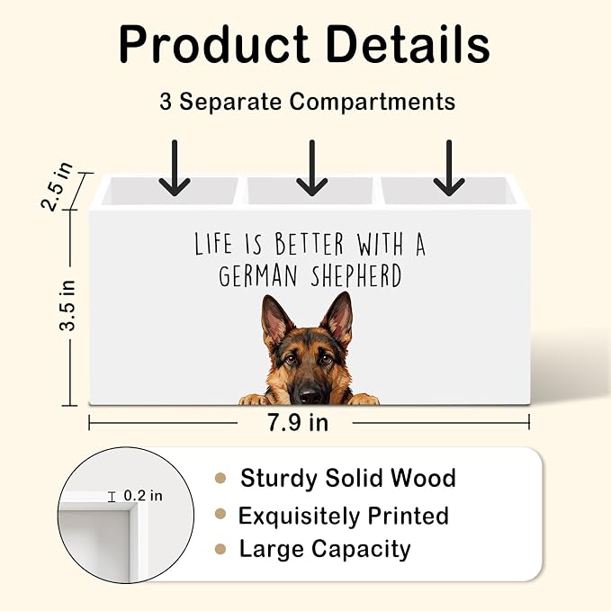 German Shepherd Dog Gifts Pen Pencil Holder for Desk, Funny Dog Lovers Gift Office Desk Accessories, Life Is Better with a German Shepherd Toothbrush Pen Holders Organizer for Bathroom Decor