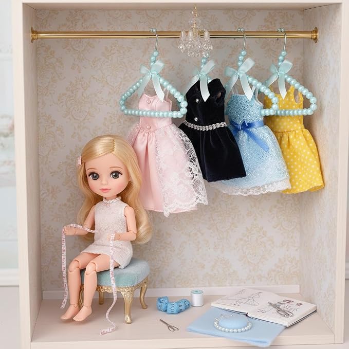 SOIMISS Mini Pearl Hanger with Ribbon Pet Clothes Hanger for Dogs and Cats Small Dog and Cat Clothing Organizer Rack for Displaying Outfits at Home Pet Store or Grooming Salon 4 Pack