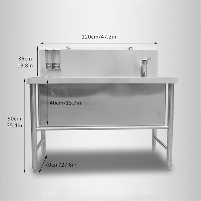 Pet Washing Station Sink Shower,Dog Bathtub for Home,Stainless Steel Professional Grooming Bath Tub.Silver-120x70x90cm