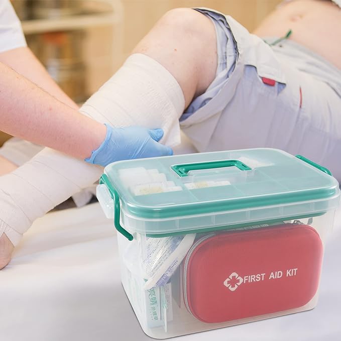Clear Plastic First Aid Box Empty, Family Medicine Kit Storage Box