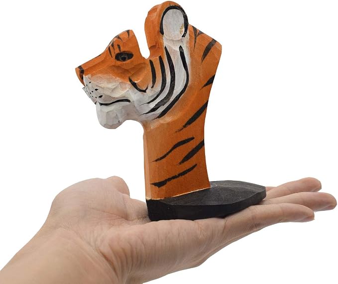 Handmade Wood Carving Eyeglasses Spectacle Holder Stand Sunglasses Display Rack Home Office Desk Décor Gift (Tiger)