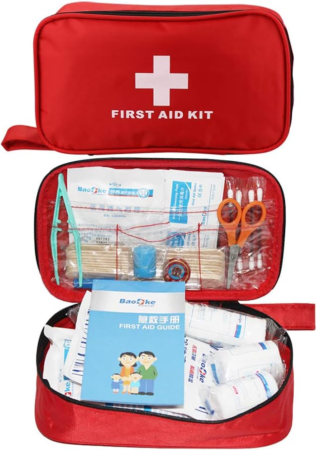 Compact First Aid Empty Pouch,Nylon Lightweight First Aid Bag for Emergency at Home, Office, Car, Outdoors, Boat, Camping, Hiking(Bag Only)