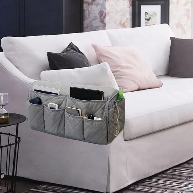Armchair Caddy for Recliner - Sofa Armrest Organizer with 14 Pockets | Waterproof Remote Control Holder for Recliner, Non-Slip Chair Arm Storage for TV Remote, Phone, Books, Magazine, iPad