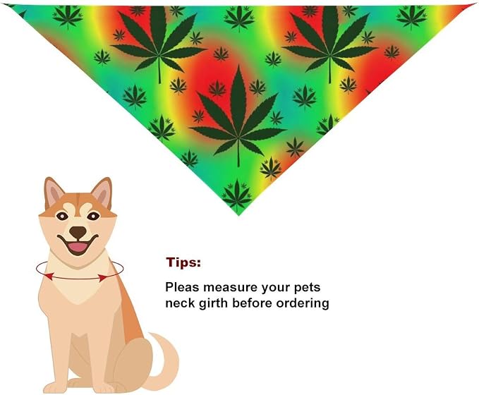 Washable Portable Pet Scarf Rasta Leaf Weedleaf for Small to Large Dogs Travel, Wedding Party, Daily Wear, Ultra Soft Fashion Scarves