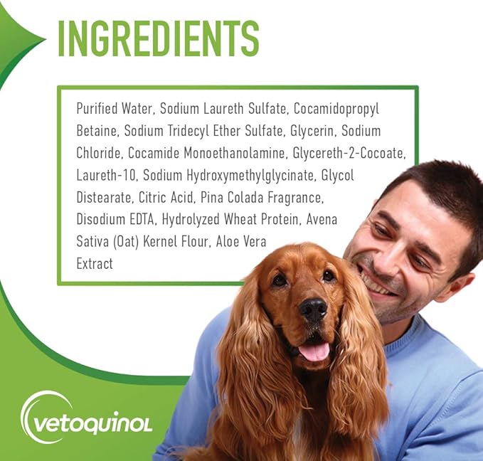 Vetoquinol Aloe & Oatmeal Shampoo - Gentle & Moisturizing Formula for Dogs & Cats - Pet Shampoo for Deep Cleansing - Paraben-Free Coat Care for All Skin Types - 16oz