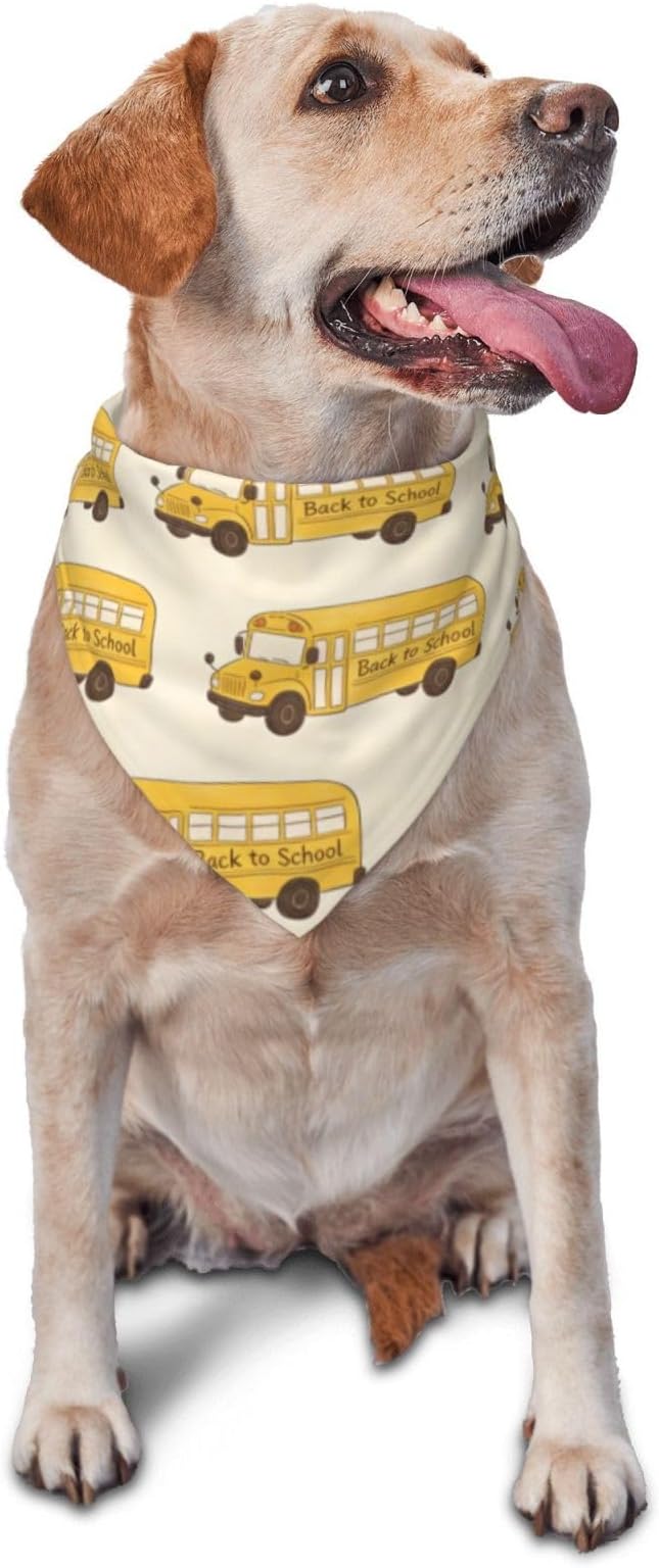 Teacher's Pet Dog Bandana,Funny Bandana Gift,Photo Prop Accessories for Dog Lovers Owner Gift,Triangle Reversible Fall Scarf, Adjustable (Yellow School Bus)