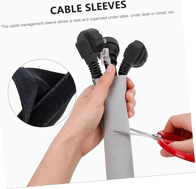 TEHAUX Flexible Cable Management Sleeve for Organizing Cords Protective Cover for Use Prevents Tangling and Fraying for Under Desk and Entertainment Systems