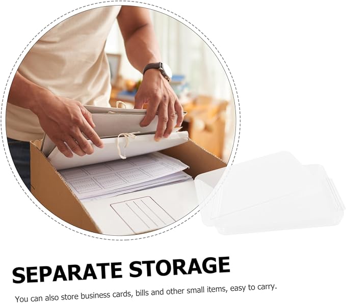 Tofficu Transparent File Organizer Box Desktop Document Holder for Cards and Photos Pet Material Neat Storage for Office Travel