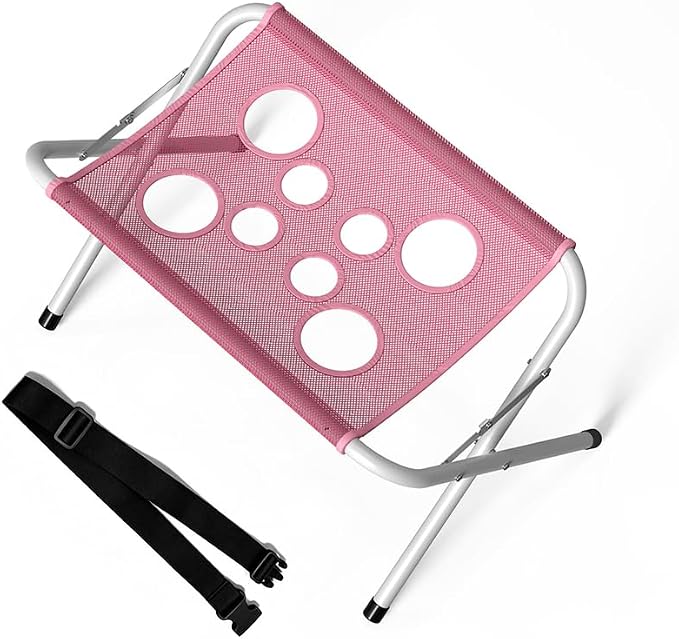 Foldable Pet Bathing Stand, Portable Dog Shower Grooming Rack, Pink | 44 LBS Weight Capacity Pet Grooming Hammock with Stand for Daliy Care,