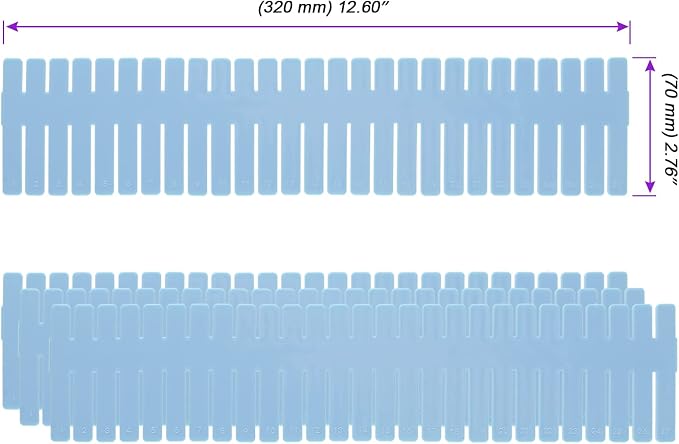 JOIKIT 60 PCS Blue Plastic DIY Grid Drawer Dividers, Adjustable Organizer, Household Storage Makeup Socks Underwear Organizer