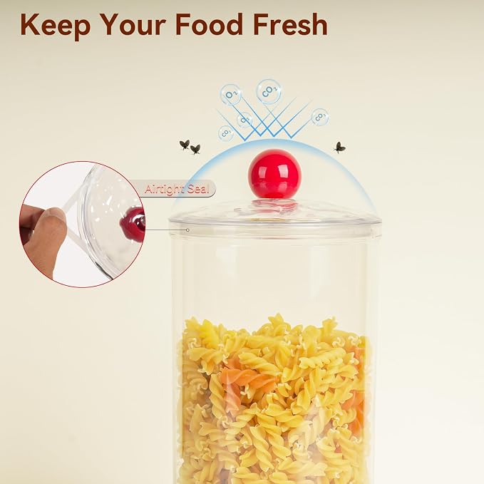 67 Oz Candy Jars with Lids - Clear Plastic Cookie Storage Containers Airtight Apothecary Canisters for Kitchen Home Decorative Pantry Office Party Organize Sugar Tea Coffee Snacks