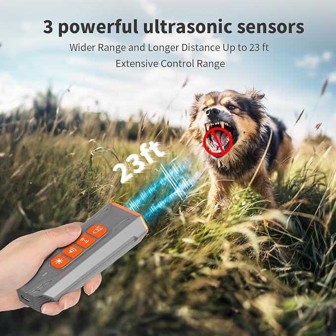 Dog Bark Deterrent Device - Anti-Bark Devices for Dogs,Rechargeable Ultrasonic Dog Bark Deterrent 30Ft Effective Control Range,Safe for Human & Dogs Portable (Grey)