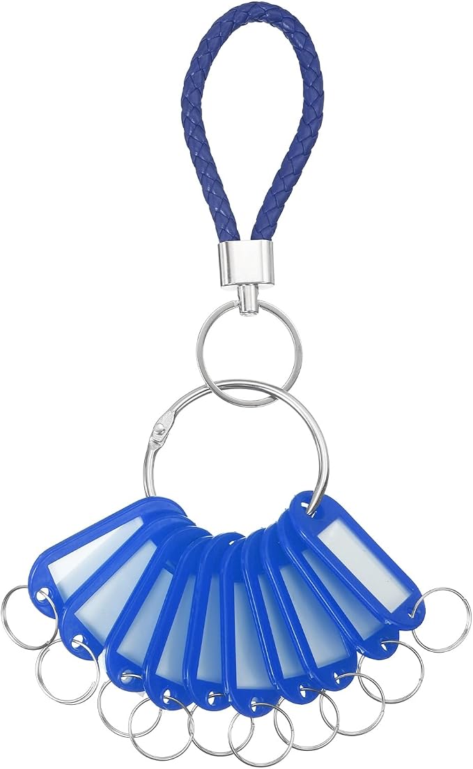 PATIKIL Key Tags with Labels, Key Organizer Keychain Markers Tags Holder with Bold Steel Ring and Braided Strap for Office