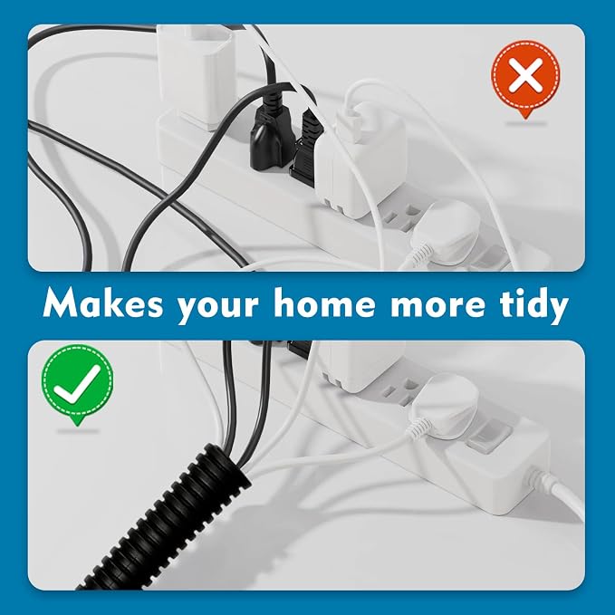Cord Protector for Pets, Durable Wires Covers Stop Chewing,10FT-Black | Cable Protector from Chewing, Chew-Resistant Wires from Rabbits, Cats Dogs and Small Pets. Ideal for