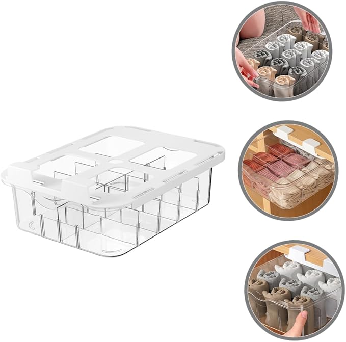 Cabilock Drawer Type Socks Holder 15 Compartment PET Organizer for Closet