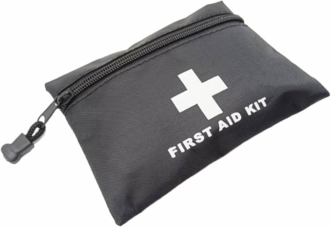 Red Emergency Pouch - Small Travel First Aid Bag for Car, Home, Office, Outdoors (Black 16x11cm)