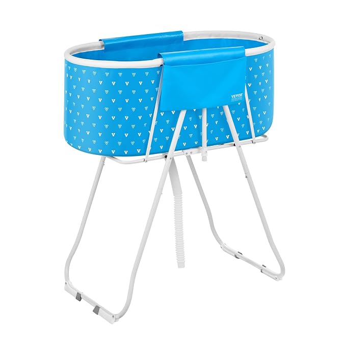 VEVOR Portable Dog Bathtub, Elevated & Foldable Space-saving Pet Shower Station with Quick Drainage, Bathing Tub for Washing & Grooming Small and Medium Size Dogs and Cats Indoor & Outdoor, Light Blue