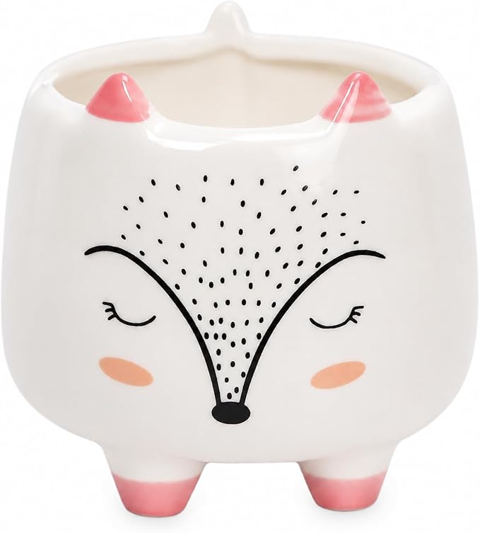 Ceramic Fox Shaped Pen Pencil Holder for Desk Decoration Accessories Fox Decor Makeup Brush Pen Cups Office School Ideal Gifts for Women, Mom or Birthdays