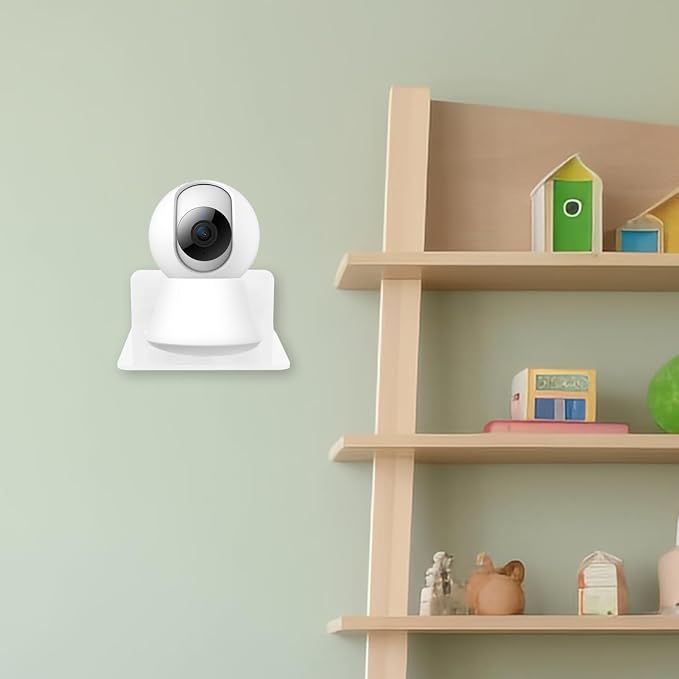 HOMSFOU 3pcs Monitor Wall Bracket Floating Shelf Storage Holder for Security Cameras Easy Install No Drill for Rooms Living Rooms and More