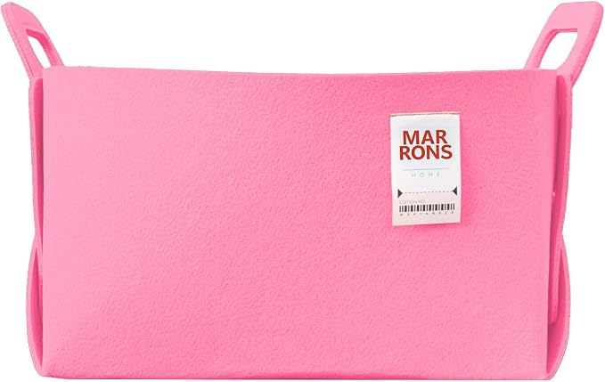 Collapsible Felt PINK Storage Bin Large 14.6"x9.4"x9.4" – Foldable Basket with Handles for Closet, Laundry Room Organization, Storage, Decorative Storage Bins for Shelves, Nursery