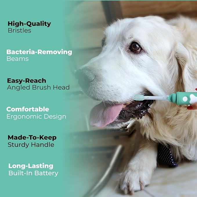 Dog Toothbrush | No-Vibration or Noise, Electrolytic Technology | Improves Oral Health & Reduces Bad Breath | Cleaning Brushing Kit | No Toothpaste Needed | Dog Teeth Cleaning Kit